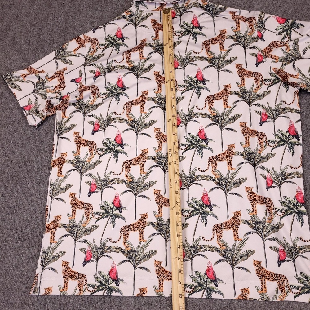 Deolax Men's XXL Golf Polo Shirt Bird Leopard Tropical Print Stretch - Picture 9 of 11